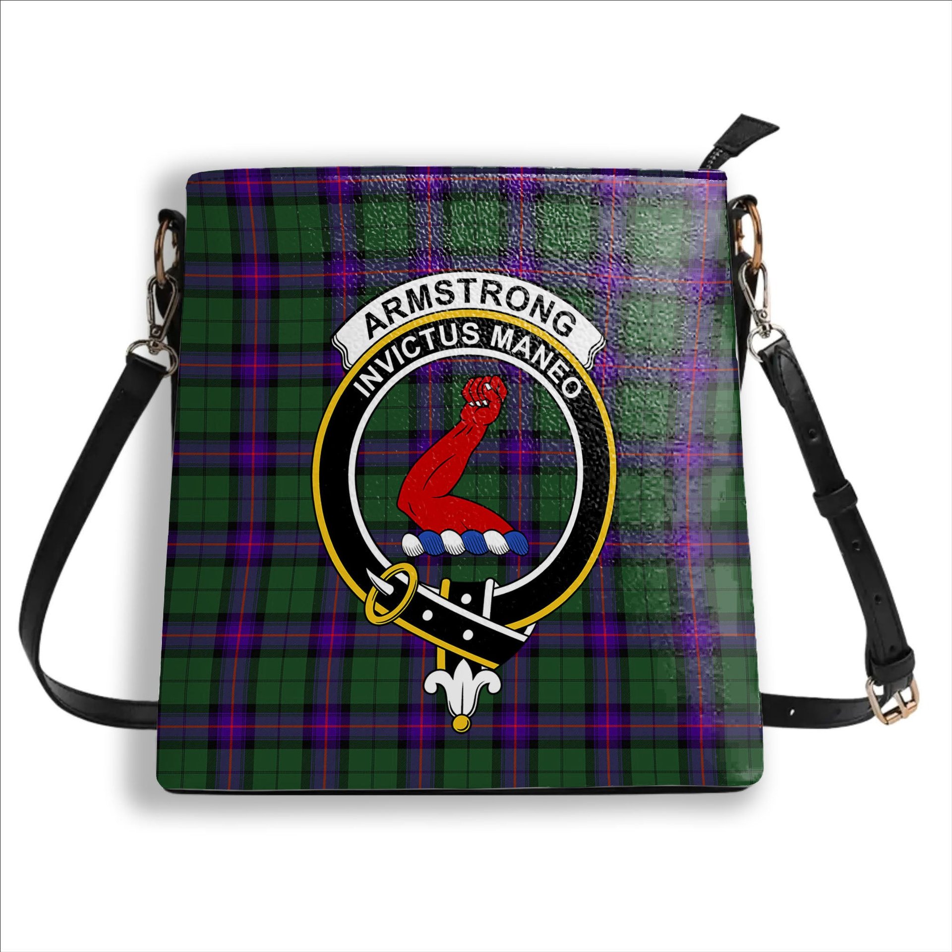 ScotsTee Shop Scottish Armstrong Modern Crest Tartan Bucket Bag Ladies Shoulder Bag Midi