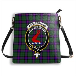 ScotsTee Shop Scottish Armstrong Modern Crest Tartan Bucket Bag Ladies Shoulder Bag Midi