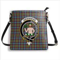 ScotsTee Shop Scottish Aikenhead Crest Tartan Bucket Bag Ladies Shoulder Bag Midi