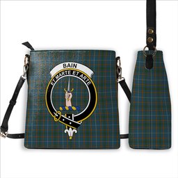 ScotsTee Shop Scottish Bain SC Crest Tartan Bucket Bag Ladies Shoulder Bag Midi