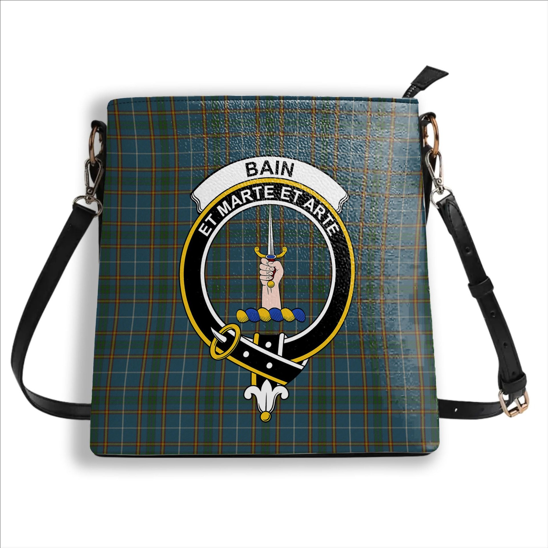 ScotsTee Shop Scottish Bain SC Crest Tartan Bucket Bag Ladies Shoulder Bag Midi
