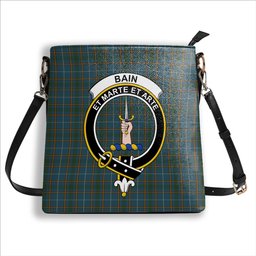 ScotsTee Shop Scottish Bain SC Crest Tartan Bucket Bag Ladies Shoulder Bag Midi