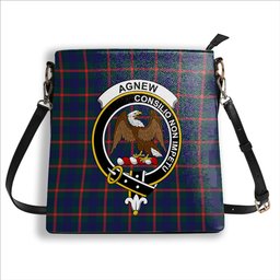 ScotsTee Shop Scottish Agnew Modern Crest Tartan Bucket Bag Ladies Shoulder Bag Midi
