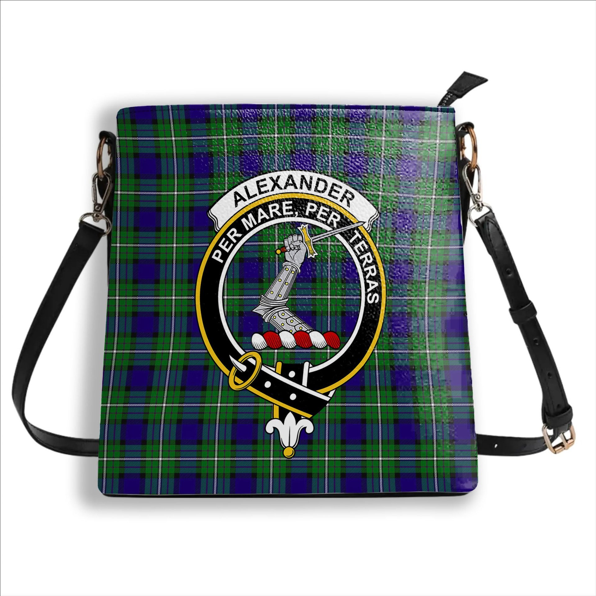 ScotsTee Shop Scottish Alexander Crest Tartan Bucket Bag Ladies Shoulder Bag Midi