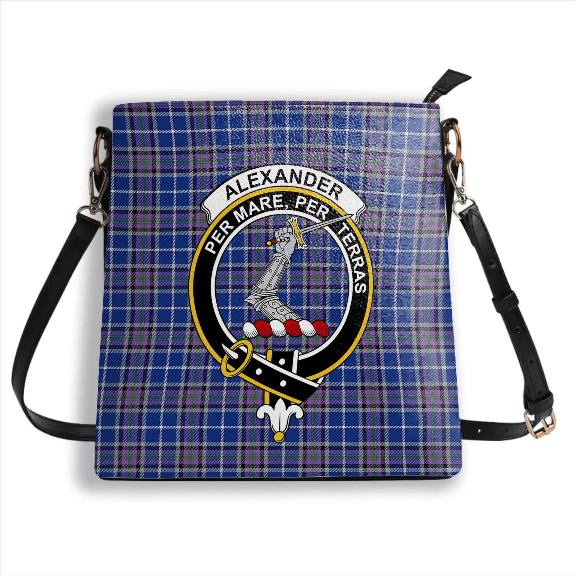ScotsTee Shop Scottish Alexander of Menstry Ancient Crest Tartan Bucket Bag Ladies Shoulder Bag Midi