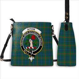 ScotsTee Shop Scottish Aiton Ancient Crest Tartan Bucket Bag Ladies Shoulder Bag Midi