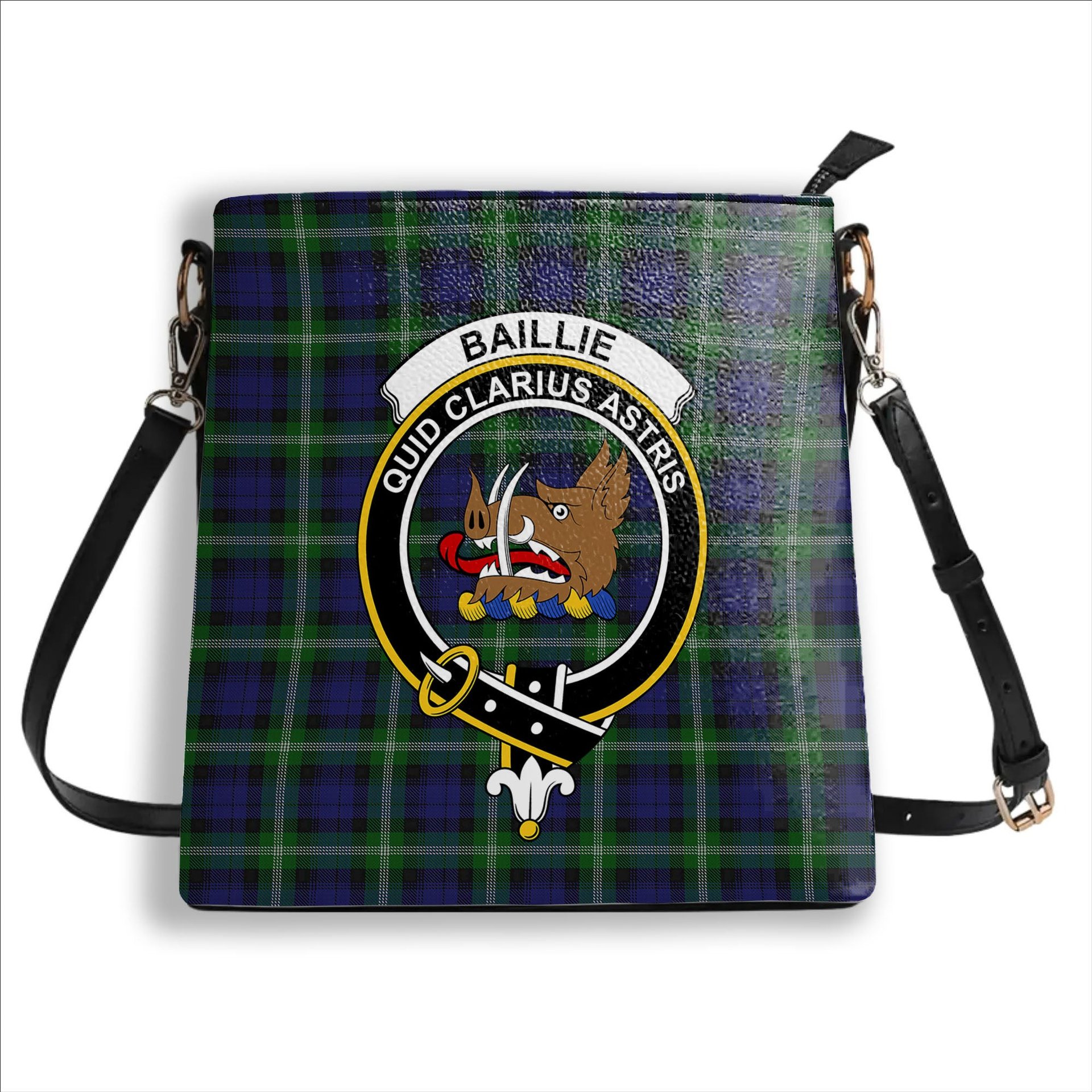 ScotsTee Shop Scottish Baillie of Polkemmet Crest Tartan Bucket Bag Ladies Shoulder Bag Midi