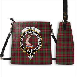 ScotsTee Shop Scottish Ainslie Modern Crest Tartan Bucket Bag Ladies Shoulder Bag Midi