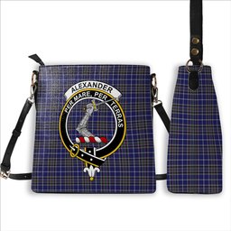 ScotsTee Shop Scottish Alexander of Menstry Crest Tartan Bucket Bag Ladies Shoulder Bag Midi
