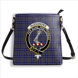 ScotsTee Shop Scottish Alexander of Menstry Crest Tartan Bucket Bag Ladies Shoulder Bag Midi