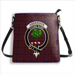 ScotsTee Shop Scottish Anderson of Kinnedear Red Crest Tartan Bucket Bag Ladies Shoulder Bag Midi