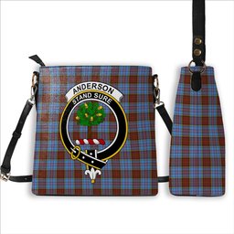 ScotsTee Shop Scottish Anderson Modern Crest Tartan Bucket Bag Ladies Shoulder Bag Midi