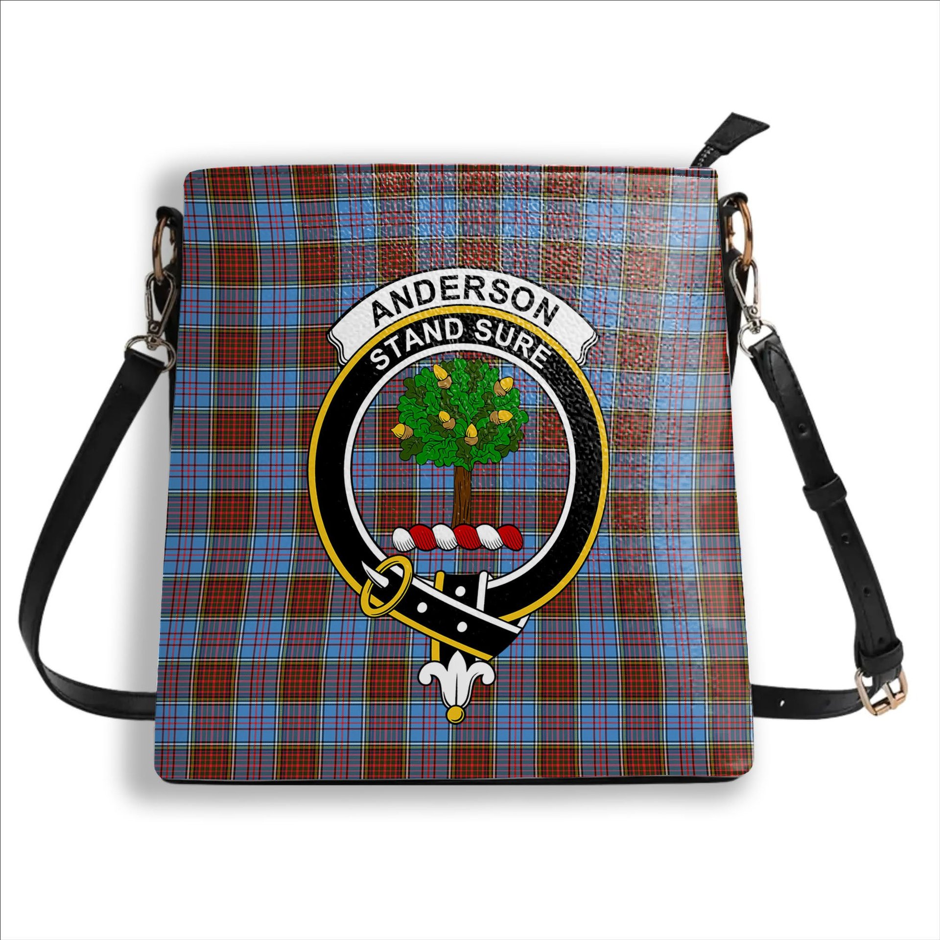 ScotsTee Shop Scottish Anderson Modern Crest Tartan Bucket Bag Ladies Shoulder Bag Midi
