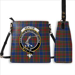 ScotsTee Shop Scottish Beattie (Beatty) Modern Crest Tartan Bucket Bag Ladies Shoulder Bag Midi