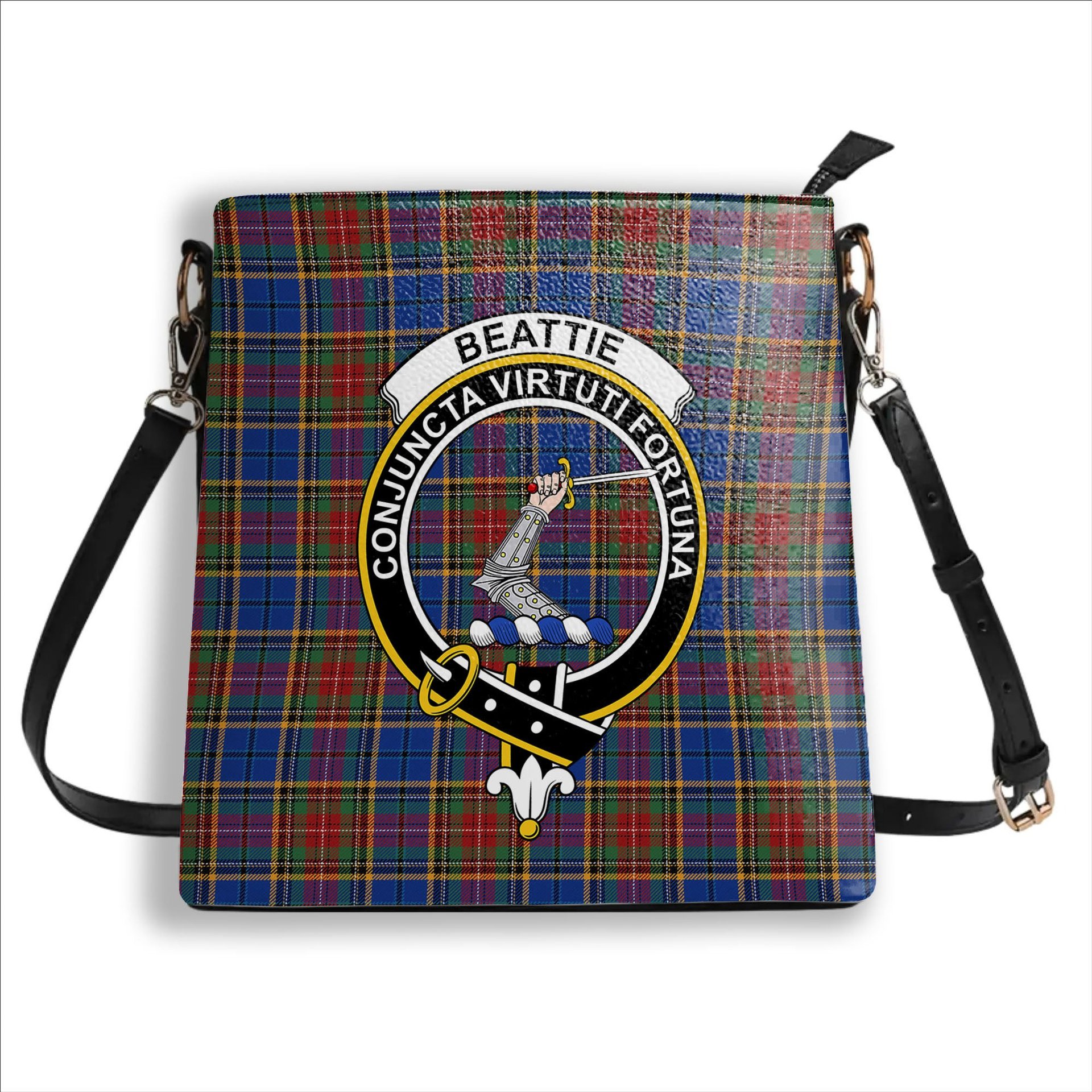 ScotsTee Shop Scottish Beattie (Beatty) Modern Crest Tartan Bucket Bag Ladies Shoulder Bag Midi