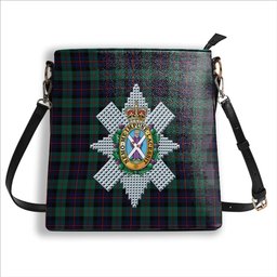 ScotsTee Shop Scottish Black Watch Coarse Kilt Modern Crest Tartan Bucket Bag Ladies Shoulder Bag Midi