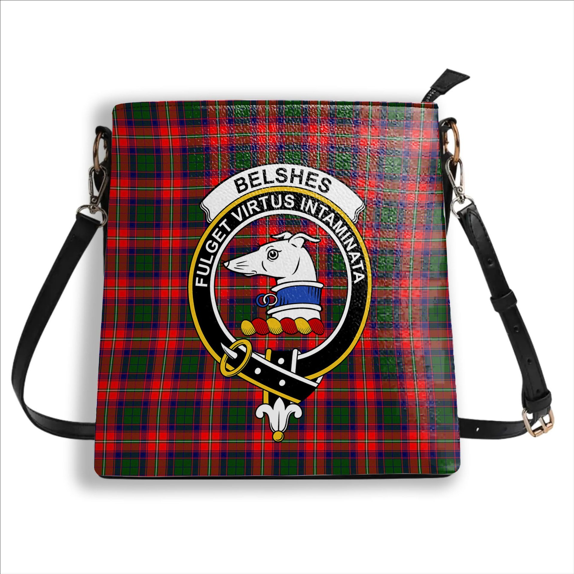 ScotsTee Shop Scottish Belshes Crest Tartan Bucket Bag Ladies Shoulder Bag Midi
