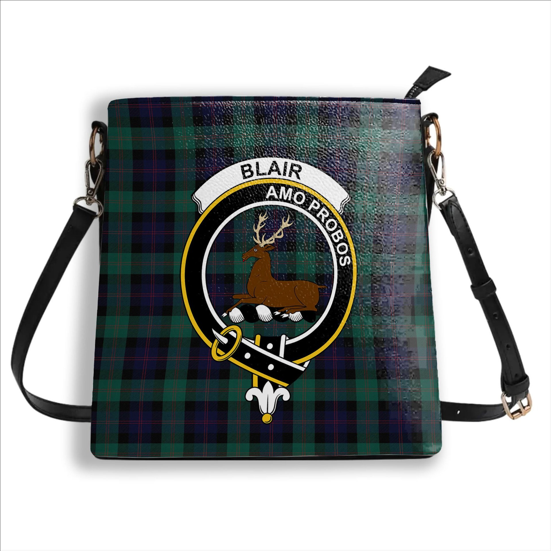 ScotsTee Shop Scottish Blair Modern Crest Tartan Bucket Bag Ladies Shoulder Bag Midi