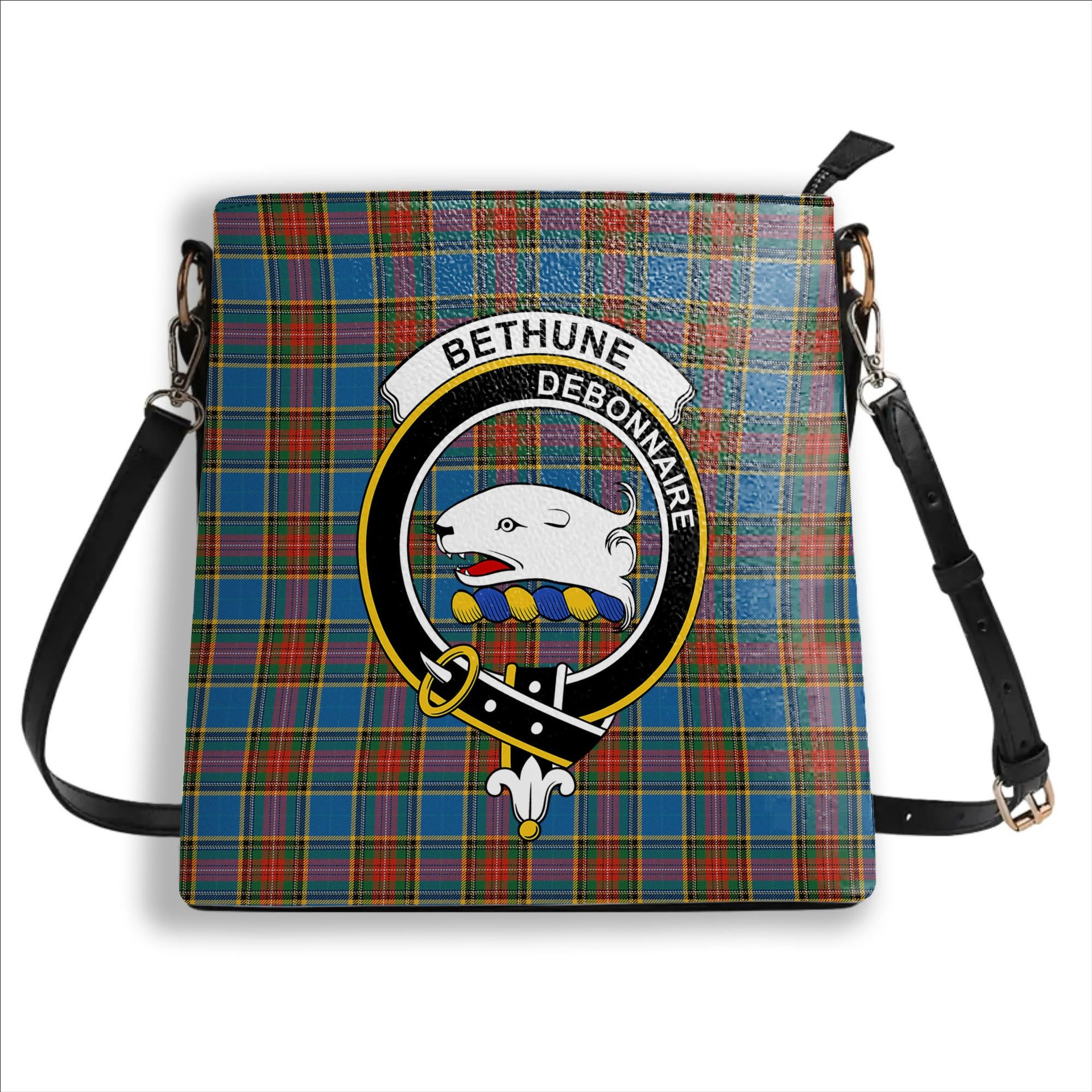 ScotsTee Shop Scottish Bethune Ancient Crest Tartan Bucket Bag Ladies Shoulder Bag Midi