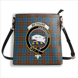 ScotsTee Shop Scottish Bethune Ancient Crest Tartan Bucket Bag Ladies Shoulder Bag Midi