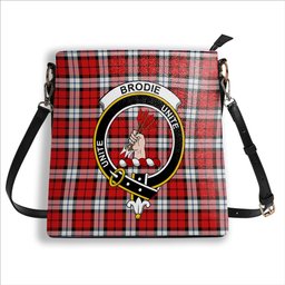 ScotsTee Shop Scottish Brodie Dress Modern Crest Tartan Bucket Bag Ladies Shoulder Bag Midi