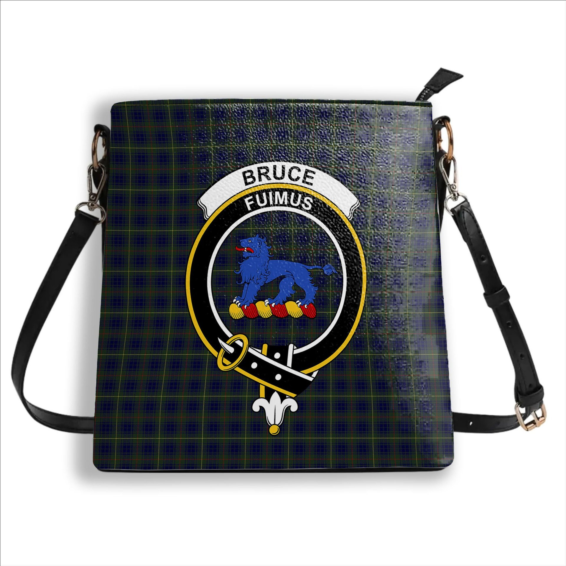 ScotsTee Shop Scottish Bruce of Crionaich Crest Tartan Bucket Bag Ladies Shoulder Bag Midi