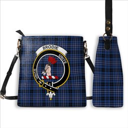 ScotsTee Shop Scottish Brodie Countryfare Modern Crest Tartan Bucket Bag Ladies Shoulder Bag Midi