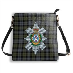 ScotsTee Shop Scottish Black Watch Large Sett Ancient Crest Tartan Bucket Bag Ladies Shoulder Bag Midi