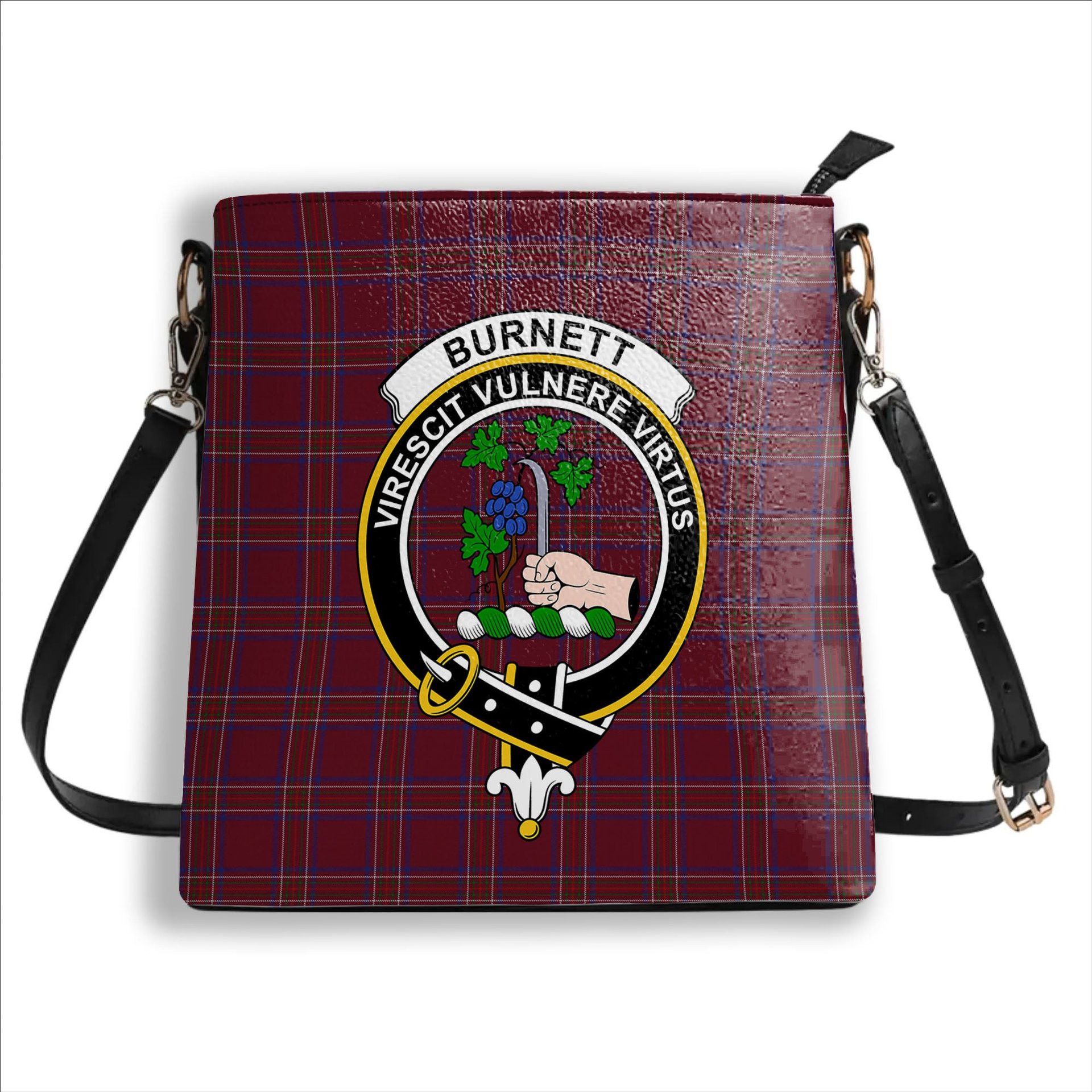 ScotsTee Shop Scottish Burnett of Leys Hunting Crest Tartan Bucket Bag Ladies Shoulder Bag Midi
