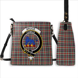 ScotsTee Shop Scottish Bruce of Kinnaird Modern Crest Tartan Bucket Bag Ladies Shoulder Bag Midi