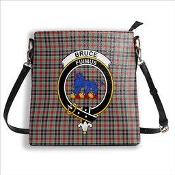 ScotsTee Shop Scottish Bruce of Kinnaird Modern Crest Tartan Bucket Bag Ladies Shoulder Bag Midi