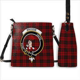 ScotsTee Shop Scottish Brodie Clan Crest Tartan Bucket Bag Ladies Shoulder Bag Midi