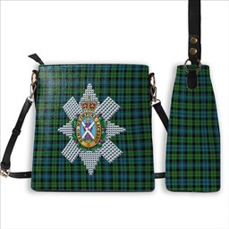 ScotsTee Shop Scottish Black Watch Ancient Clan Crest Tartan Bucket Bag Ladies Shoulder Bag Midi