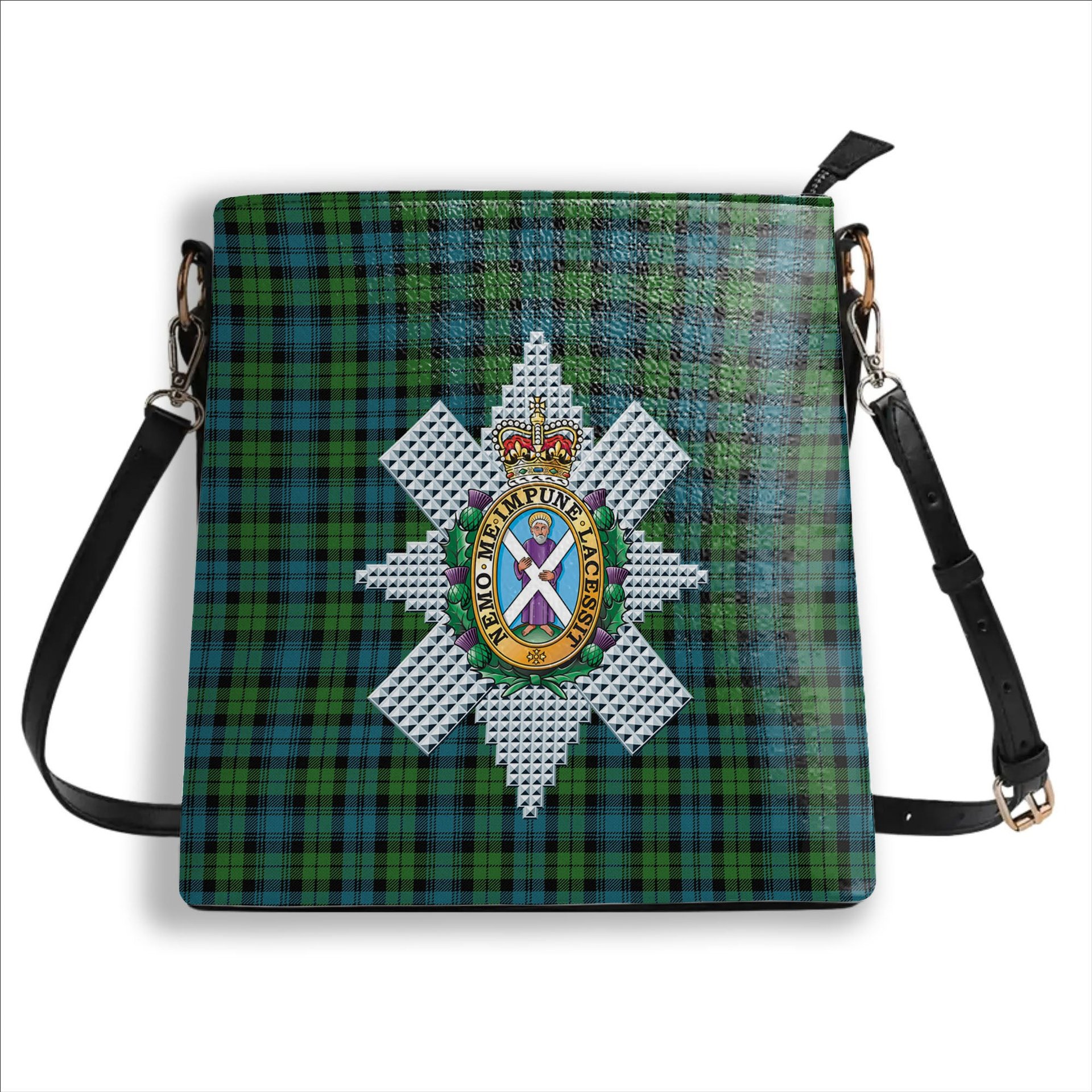 ScotsTee Shop Scottish Black Watch Ancient Clan Crest Tartan Bucket Bag Ladies Shoulder Bag Midi
