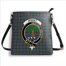 ScotsTee Shop Scottish Bisset Modern Crest Tartan Bucket Bag Ladies Shoulder Bag Midi