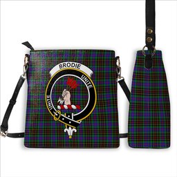 ScotsTee Shop Scottish Brodie Hunting Modern Crest Tartan Bucket Bag Ladies Shoulder Bag Midi