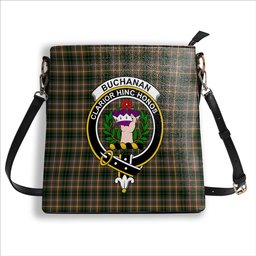 ScotsTee Shop Scottish Buchanan Hunting SC Crest Tartan Bucket Bag Ladies Shoulder Bag Midi