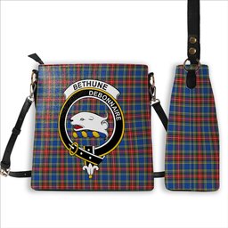 ScotsTee Shop Scottish Bethune Crest Tartan Bucket Bag Ladies Shoulder Bag Midi