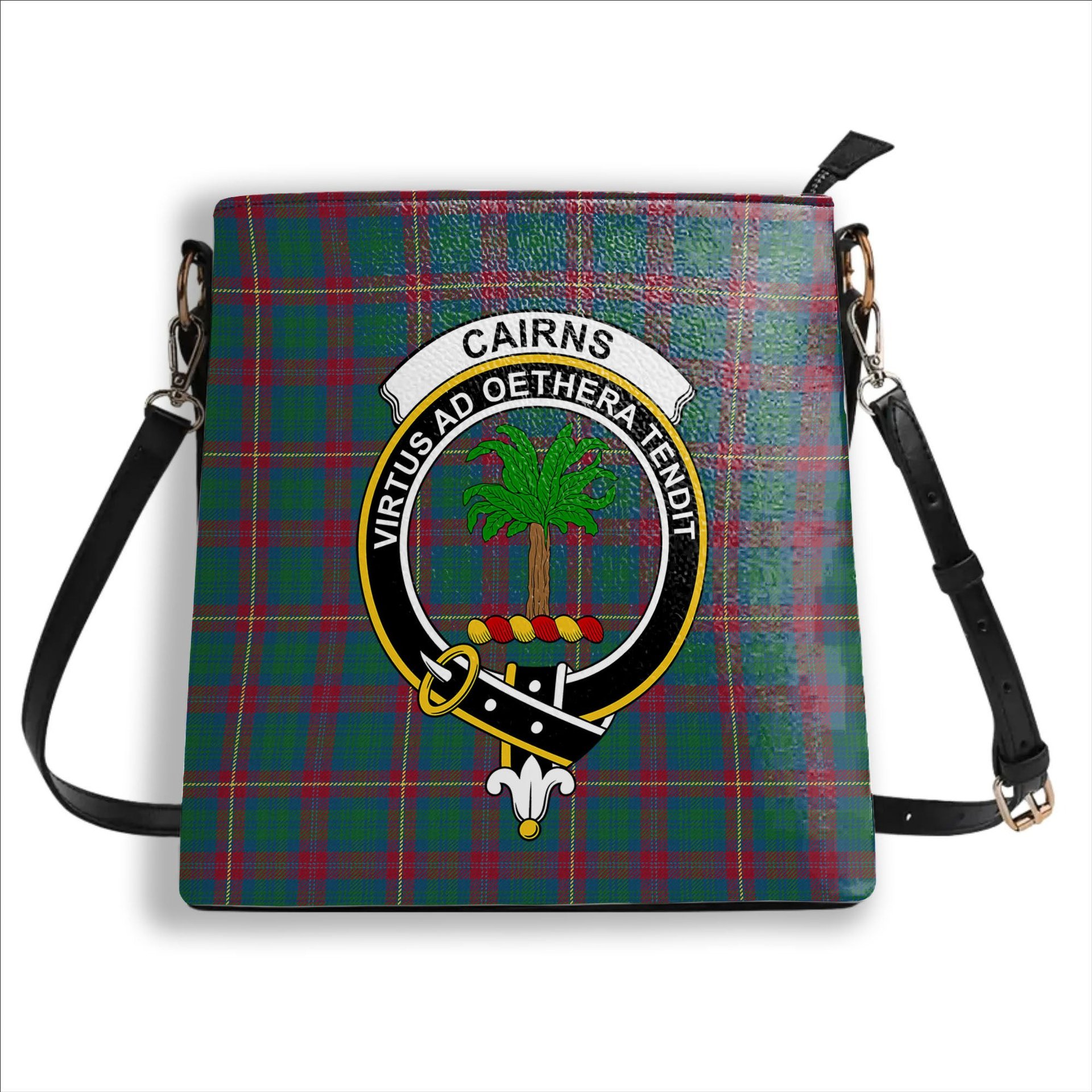 ScotsTee Shop Scottish Cairns of Finavon Ancient Crest Tartan Bucket Bag Ladies Shoulder Bag Midi