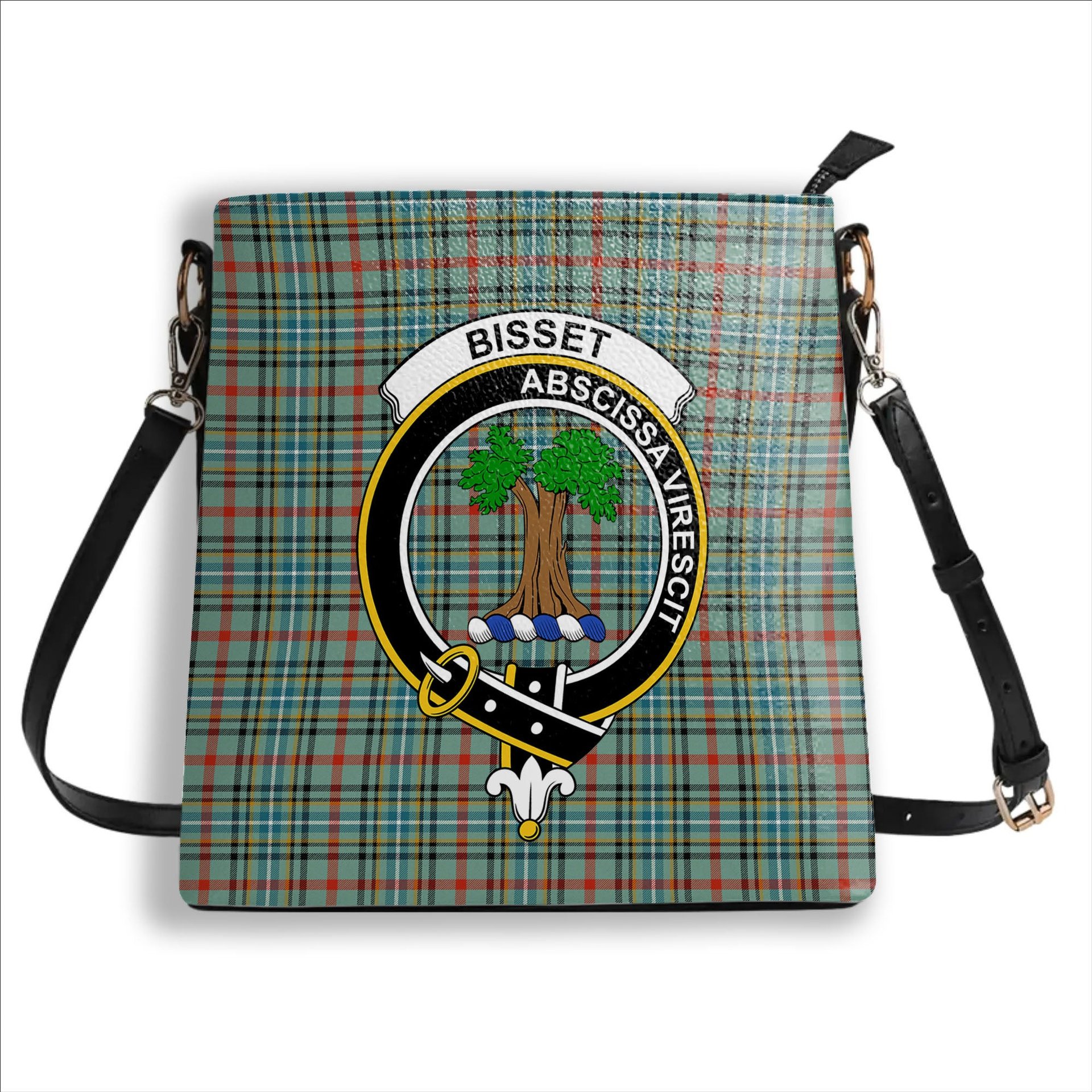 ScotsTee Shop Scottish Bisset Ancient Crest Tartan Bucket Bag Ladies Shoulder Bag Midi