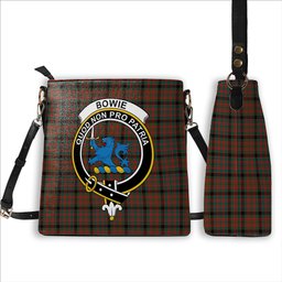 ScotsTee Shop Scottish Bowie Black Modern Crest Tartan Bucket Bag Ladies Shoulder Bag Midi