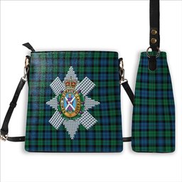 ScotsTee Shop Scottish Black Watch Ancient Crest Tartan Bucket Bag Ladies Shoulder Bag Midi
