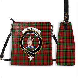 ScotsTee Shop Scottish Boyd Modern Crest Tartan Bucket Bag Ladies Shoulder Bag Midi