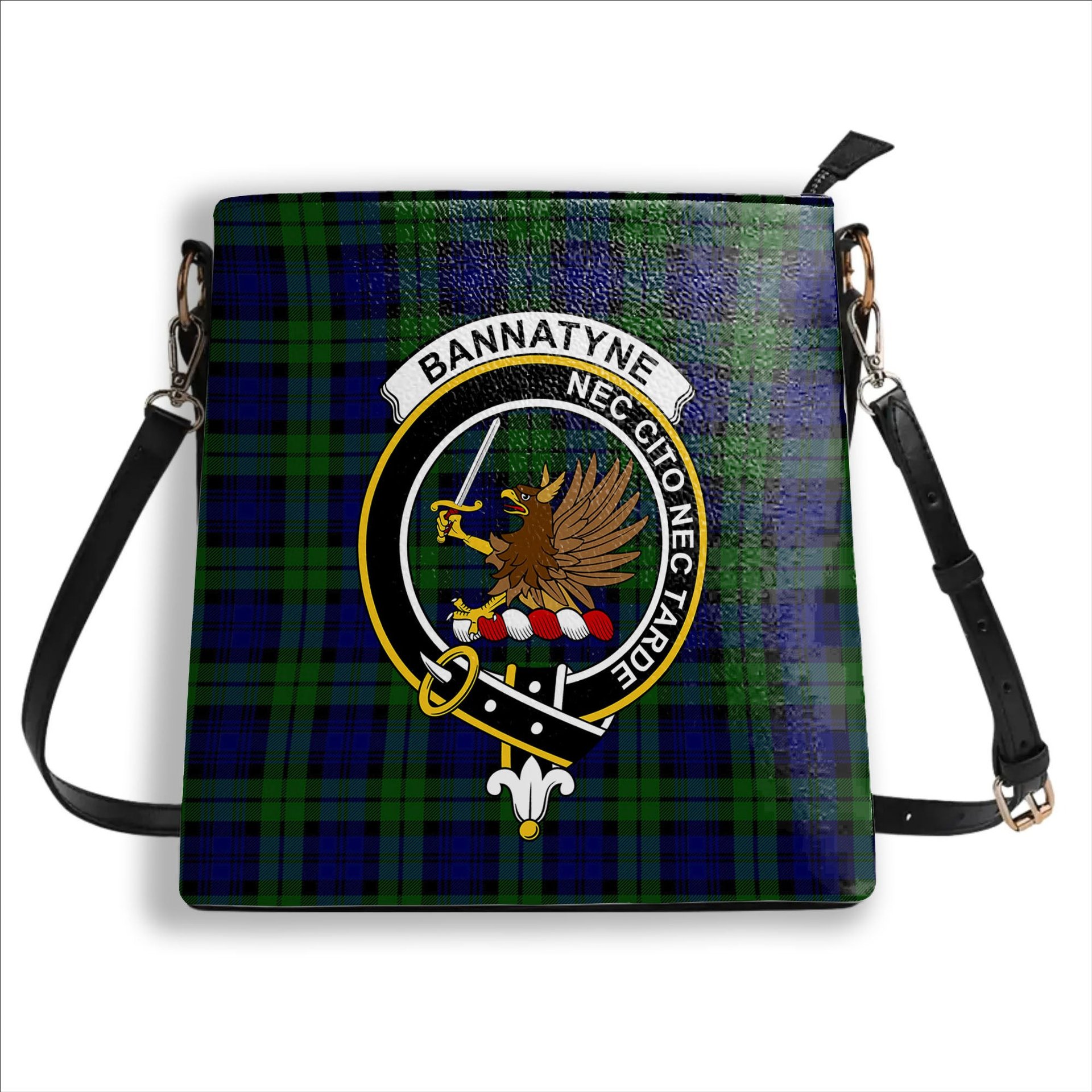 ScotsTee Shop Scottish Bannatyne SC Crest Tartan Bucket Bag Ladies Shoulder Bag Midi