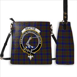 ScotsTee Shop Scottish Beattie (Beatty) Crest Tartan Bucket Bag Ladies Shoulder Bag Midi