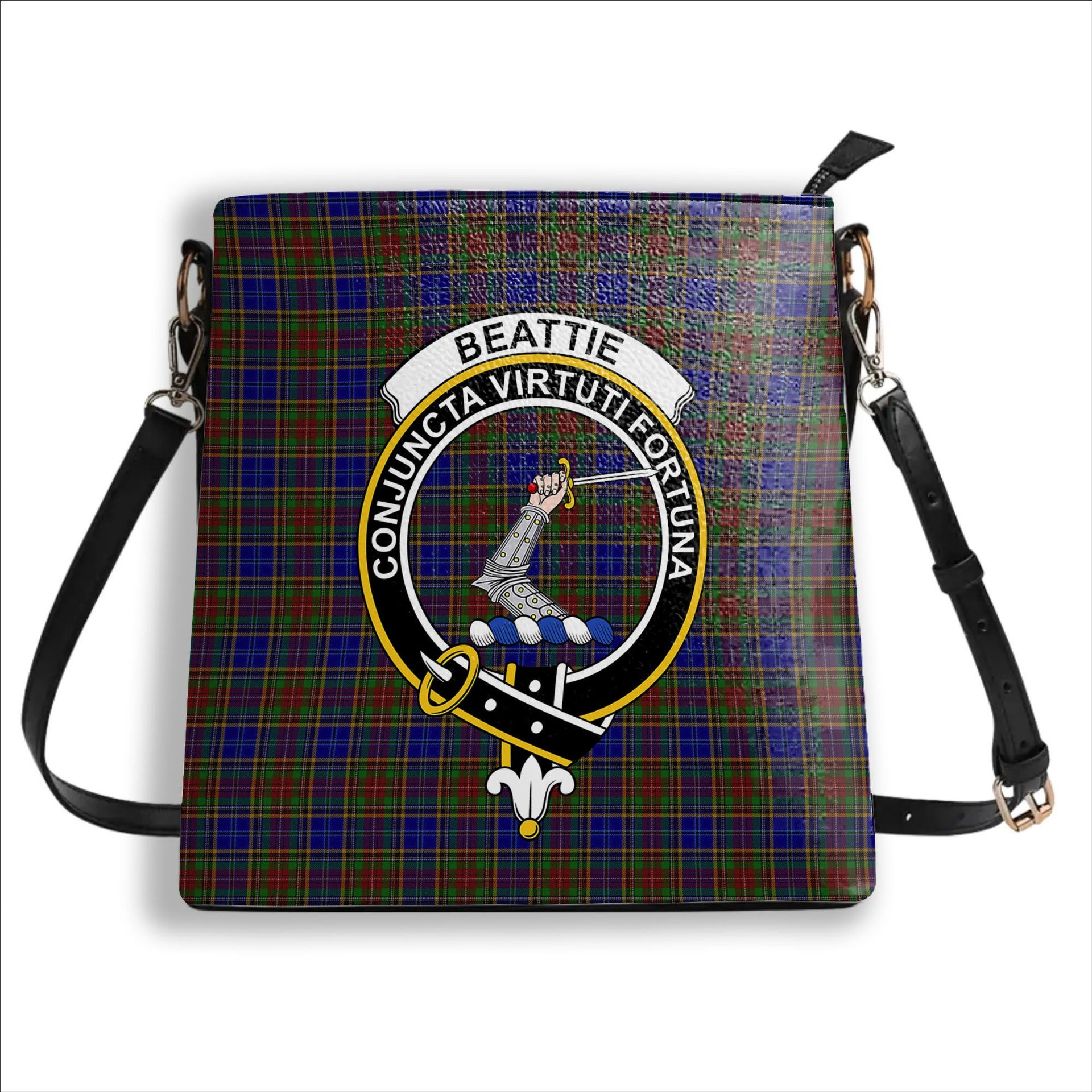 ScotsTee Shop Scottish Beattie (Beatty) Crest Tartan Bucket Bag Ladies Shoulder Bag Midi