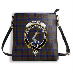ScotsTee Shop Scottish Beattie (Beatty) Crest Tartan Bucket Bag Ladies Shoulder Bag Midi