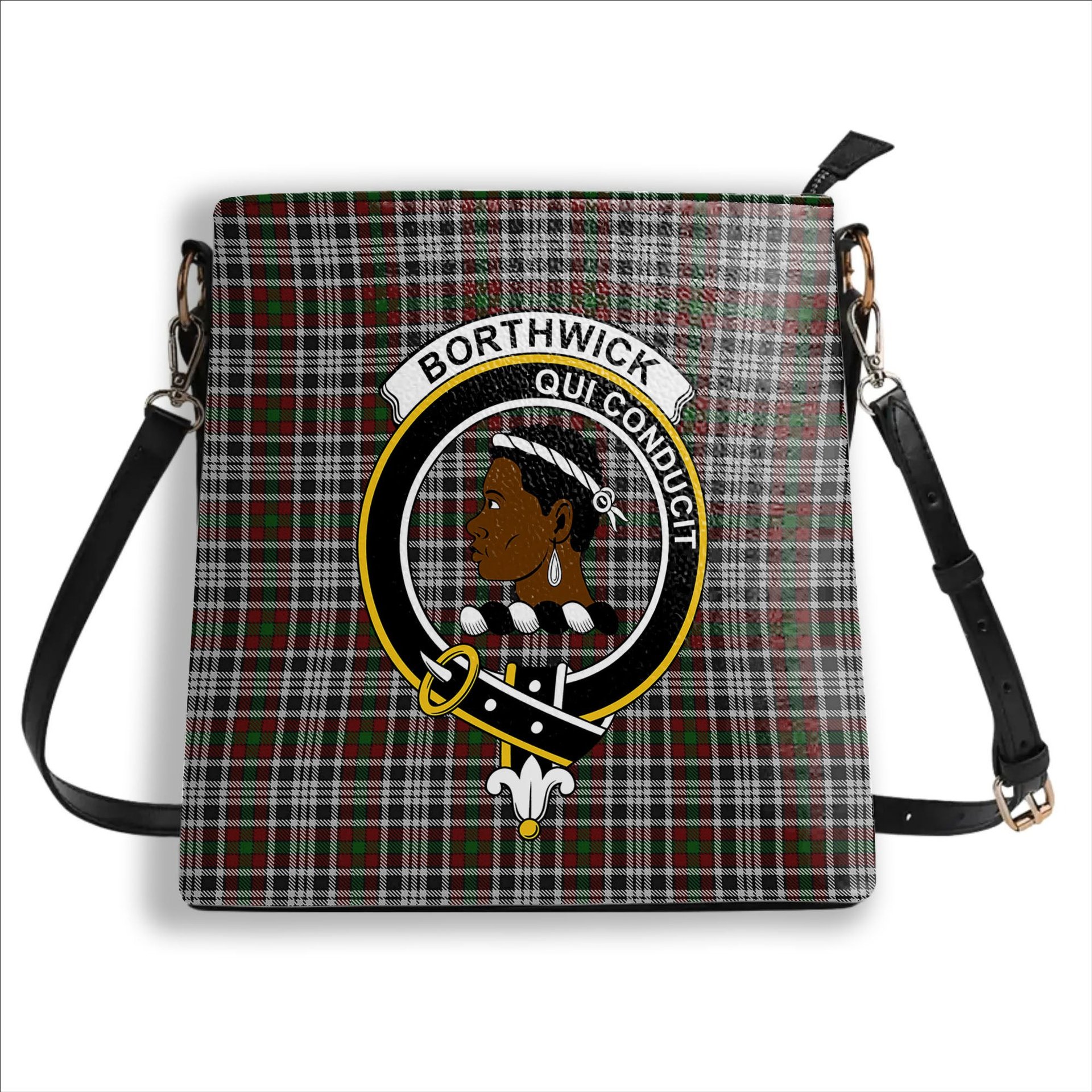 ScotsTee Shop Scottish Borthwick Dress Crest Tartan Bucket Bag Ladies Shoulder Bag Midi