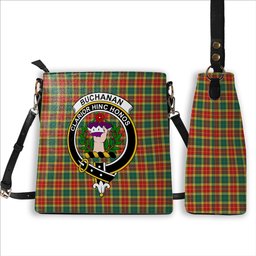 ScotsTee Shop Scottish Buchanan Old Sett Crest Tartan Bucket Bag Ladies Shoulder Bag Midi