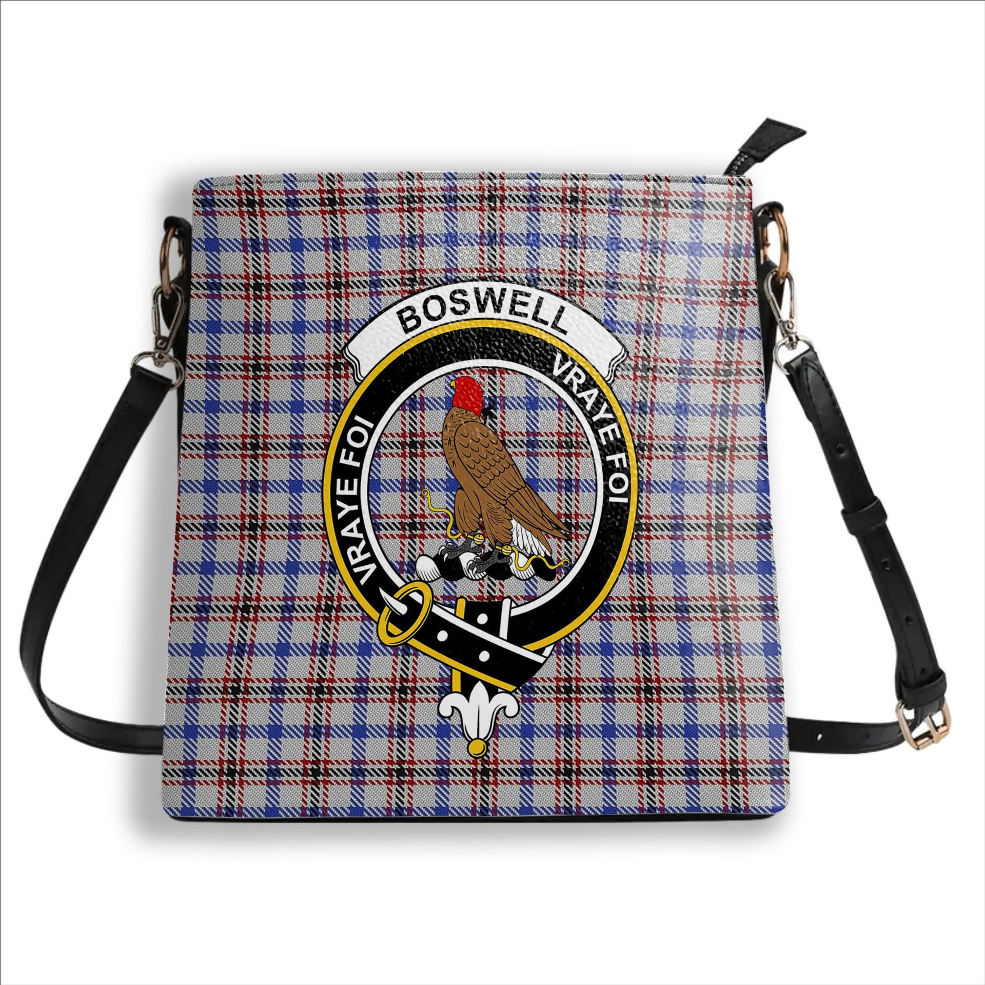 ScotsTee Shop Scottish Boswell Crest Tartan Bucket Bag Ladies Shoulder Bag Midi